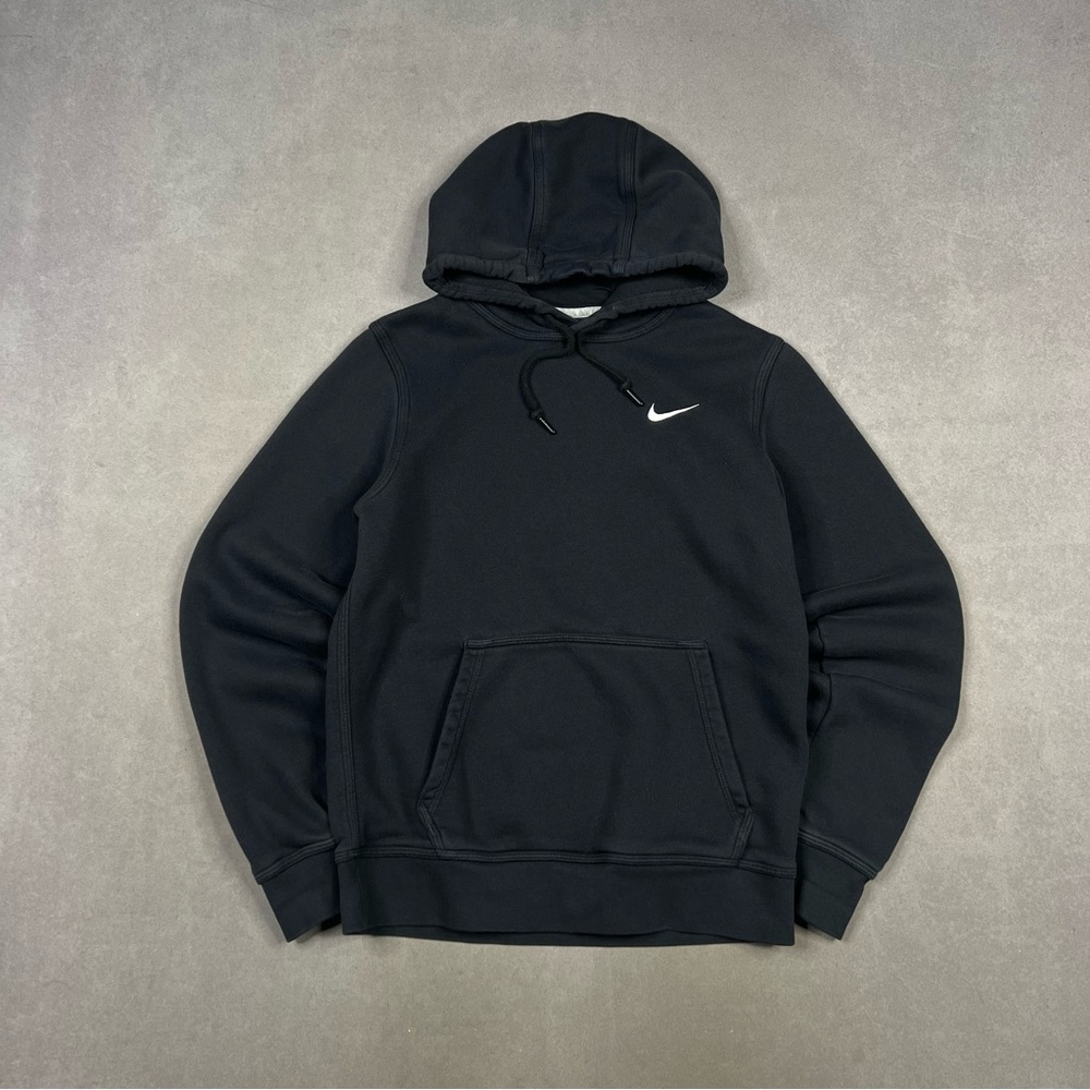 Nike Men's Black Hoodie with White Swoosh Logo Pullover